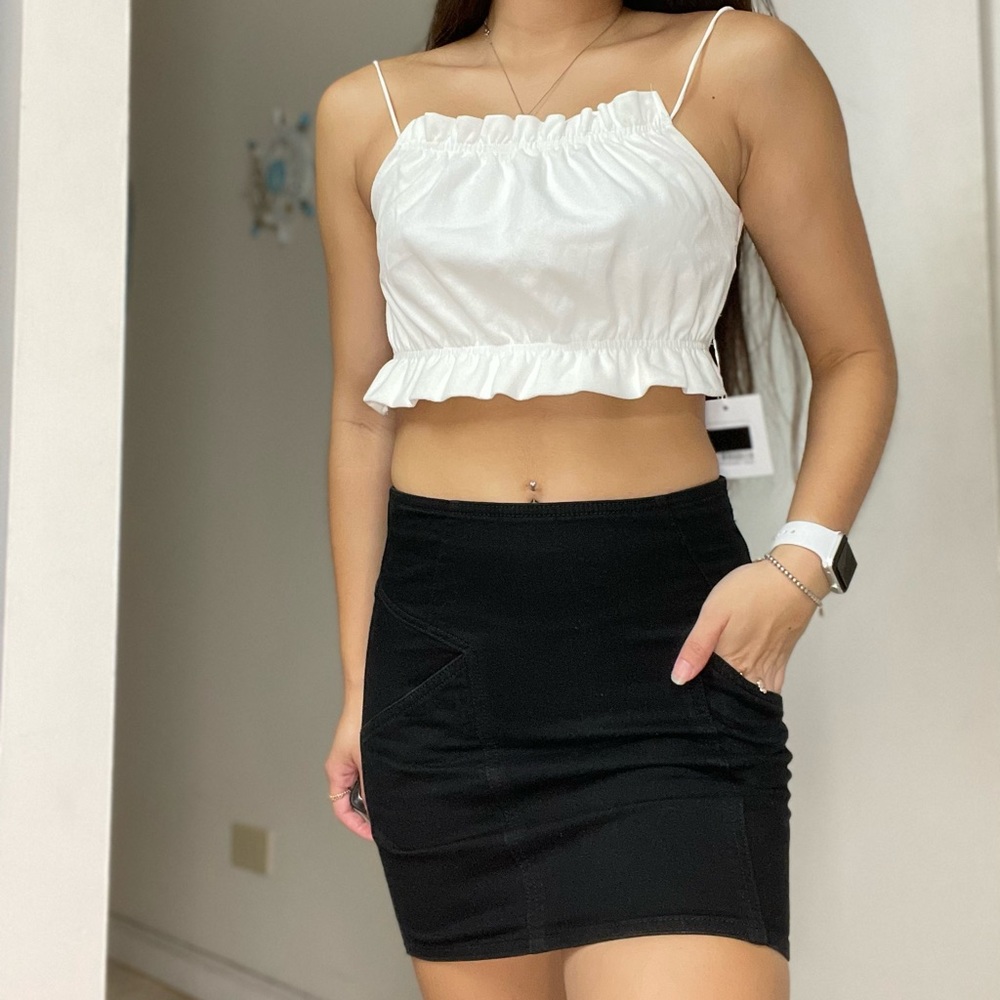 Adika white frilly backless top